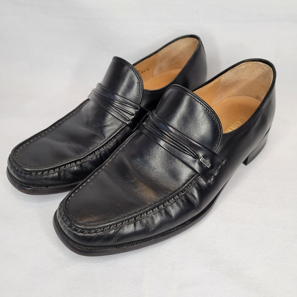 Loake Palermo Loafer US Size 7.5 Wide UK 6.5 G Black Patent Leather Dress Shoe